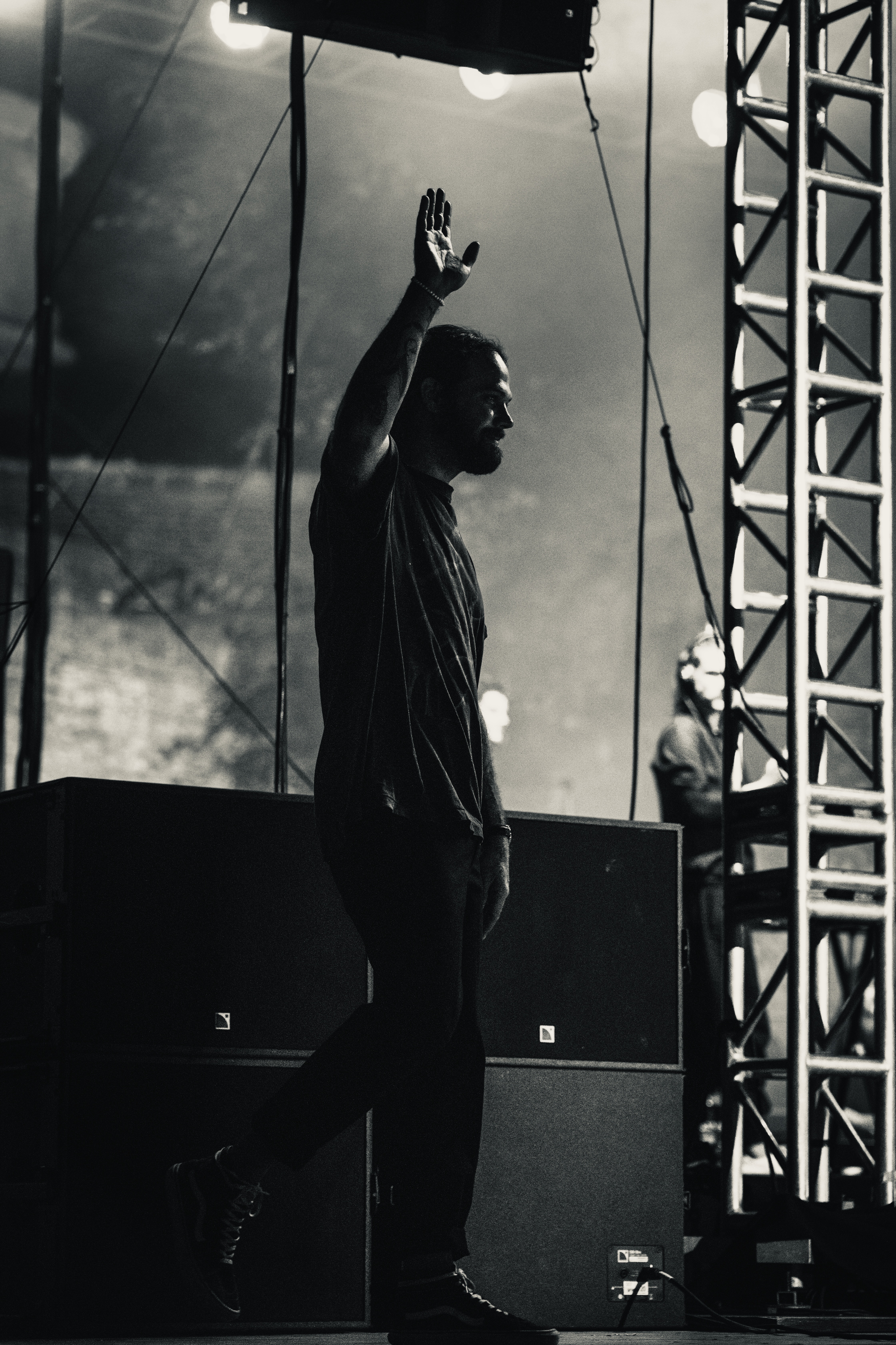 max mostley performing on stage